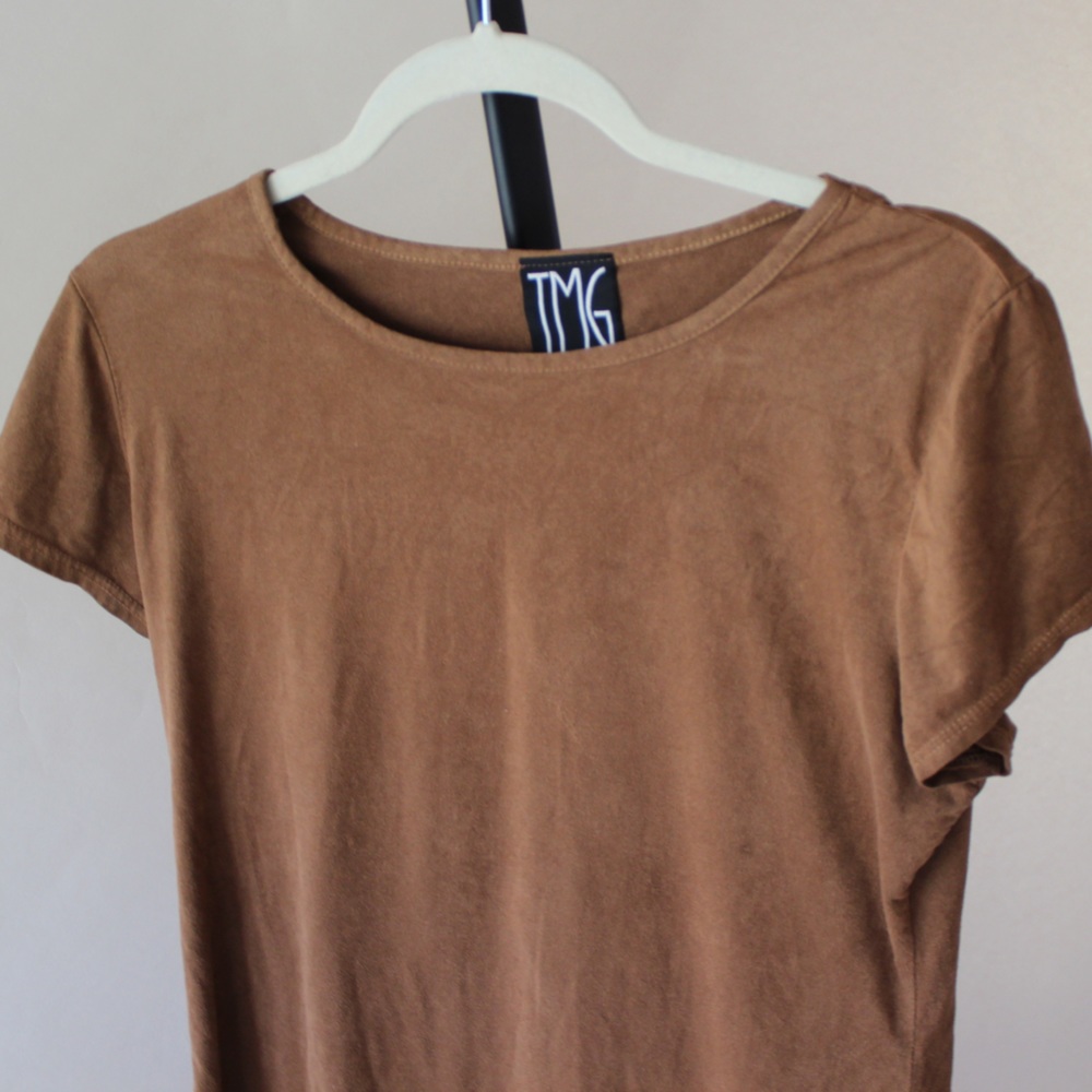 Faux Suede Short Sleeve Shirt